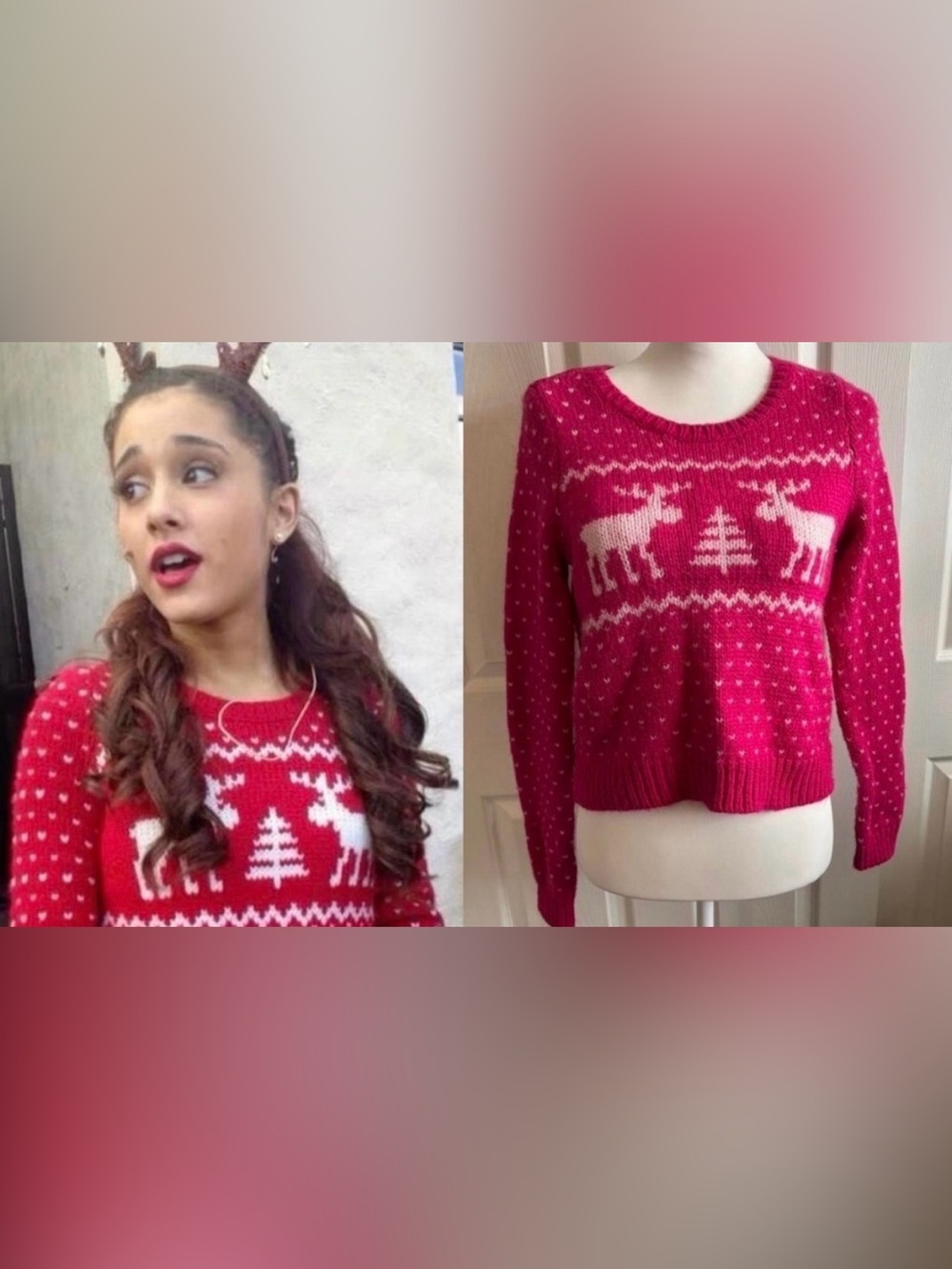 As Seen On Ariana Grande, Pink Abercrombie and Fitch Christmas Sweater